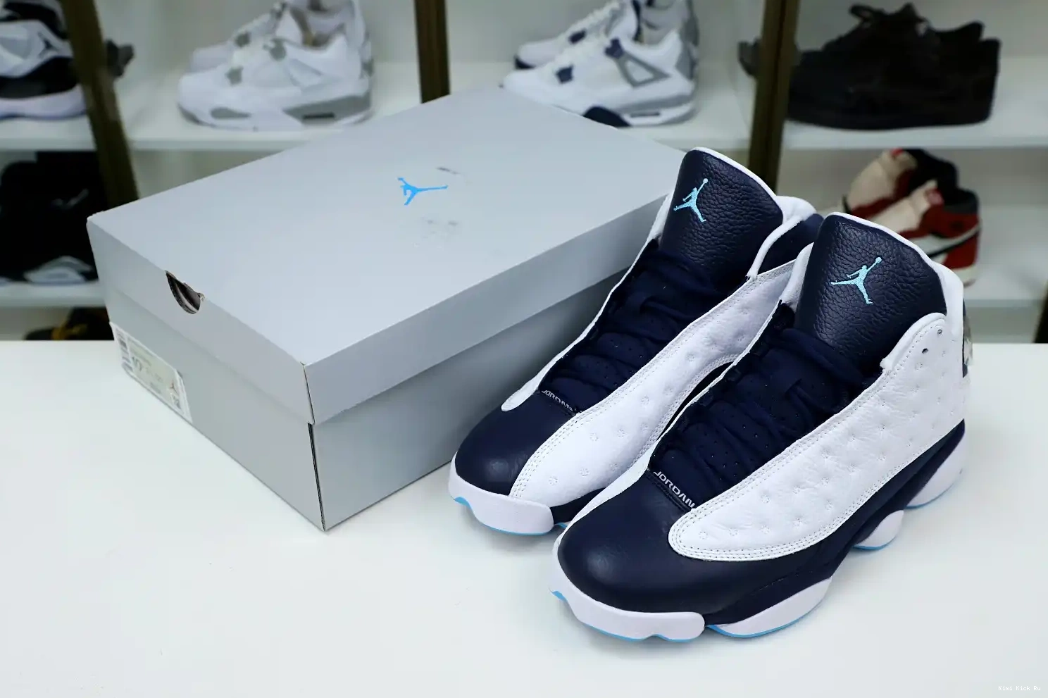Kimikick BLUE POWDER AIR OBSIDIAN RETRO JORDAN WHITE 13 414571-144 0427